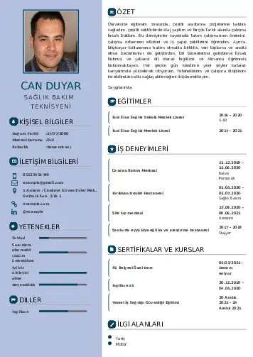 Hasta Bakıcı Cv Örnekleri cv indir